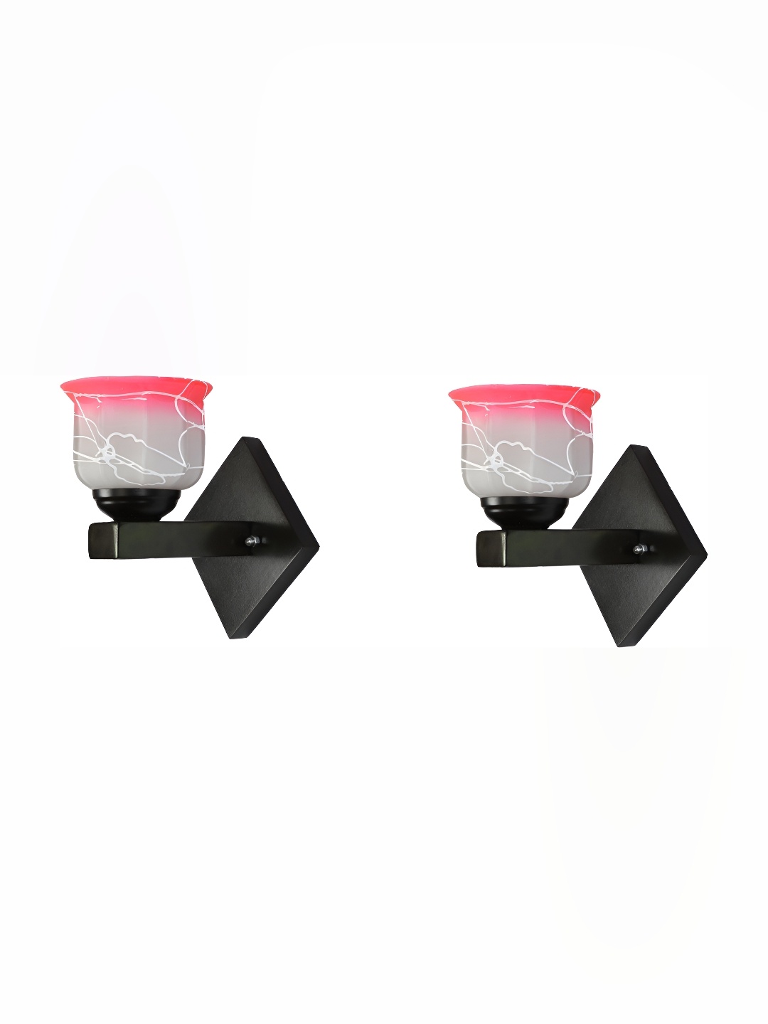 

Afast Pink & Black 2 Pieces Printed Abstract Shaped Glass Contemporary Wall Lamps
