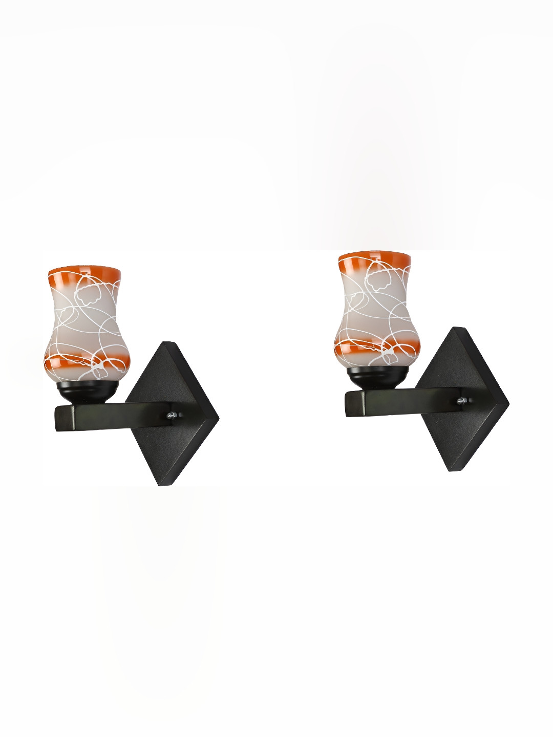 

Afast Brown & Black 2 Pieces Printed Abstract Shaped Glass Contemporary Wall Lamps