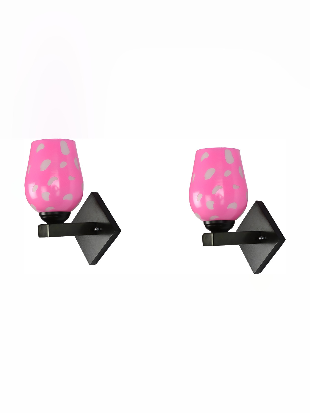 

Afast Pink & Black 2 Pieces Printed Abstract Shaped Glass Contemporary Wall Lamps
