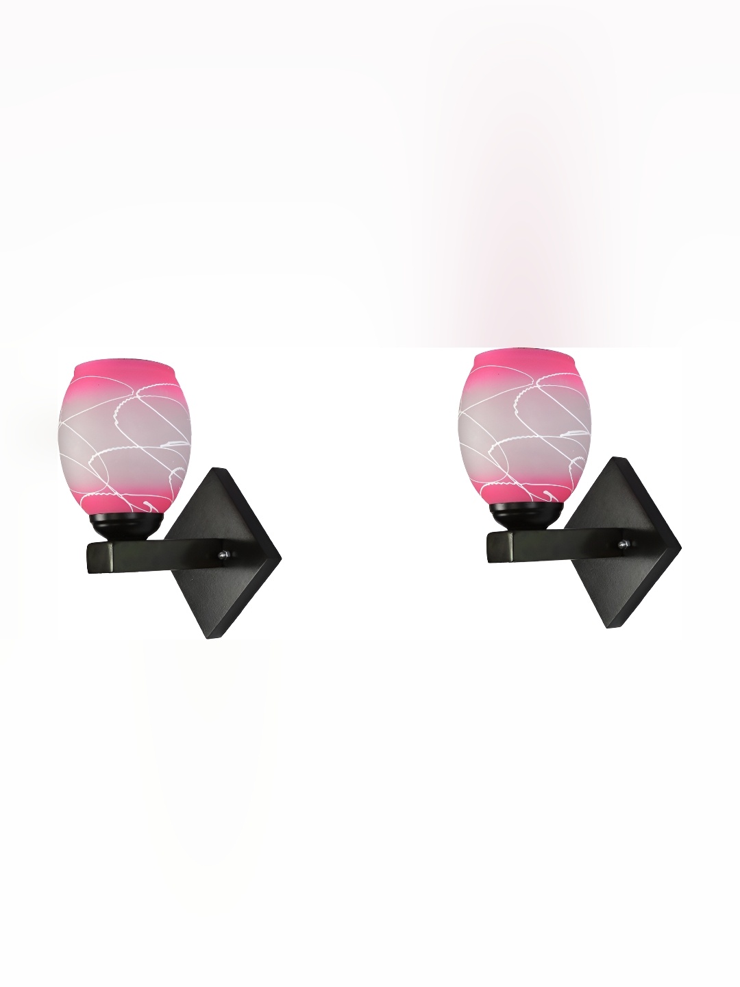 

Afast Pink & White 2 Pieces Printed Bell Shaped Glass Wall Lamp