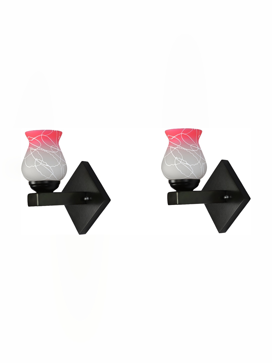 

Afast Pink & White 2 Pieces Printed Glass Wall Lamps