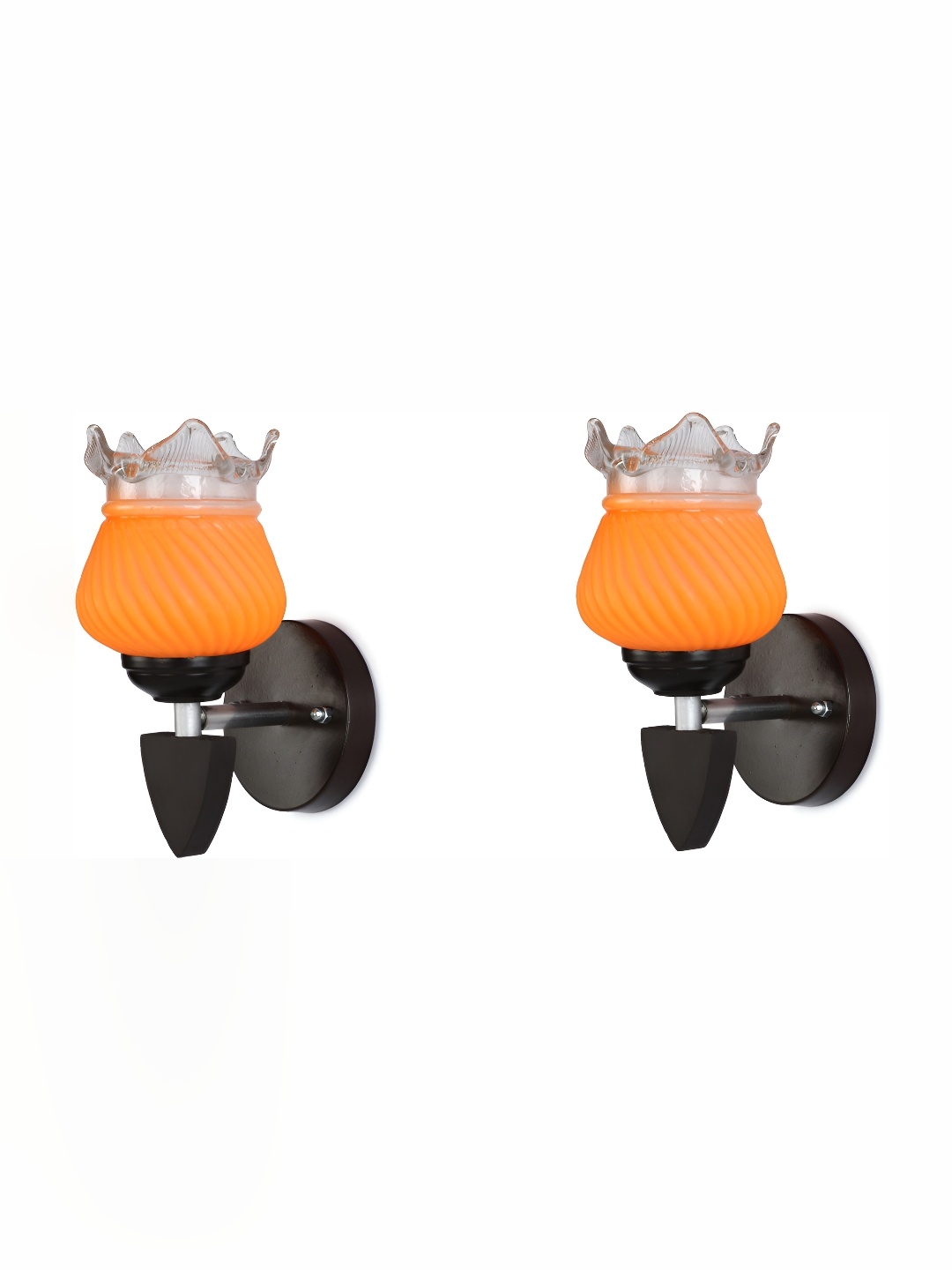 

Afast Orange & Black 2 Pieces Textured Abstract Shaped Glass Wall Lamp