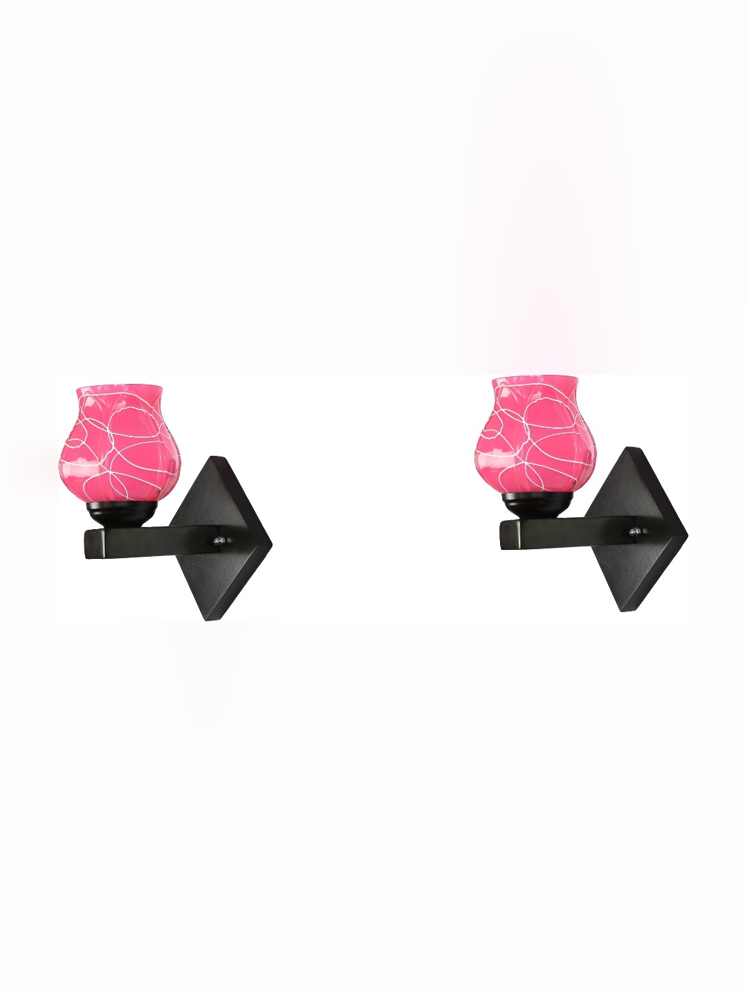 

Afast Pink & Black 2 Pieces Printed Bell Shaped Glass Wall Lamp