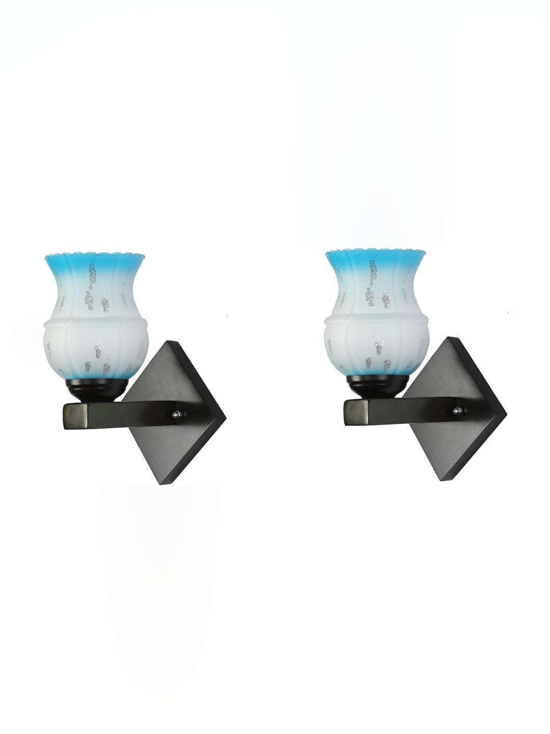 

Afast Blue & White 2 Pieces Printed Contemporary Glass Wall Lamps