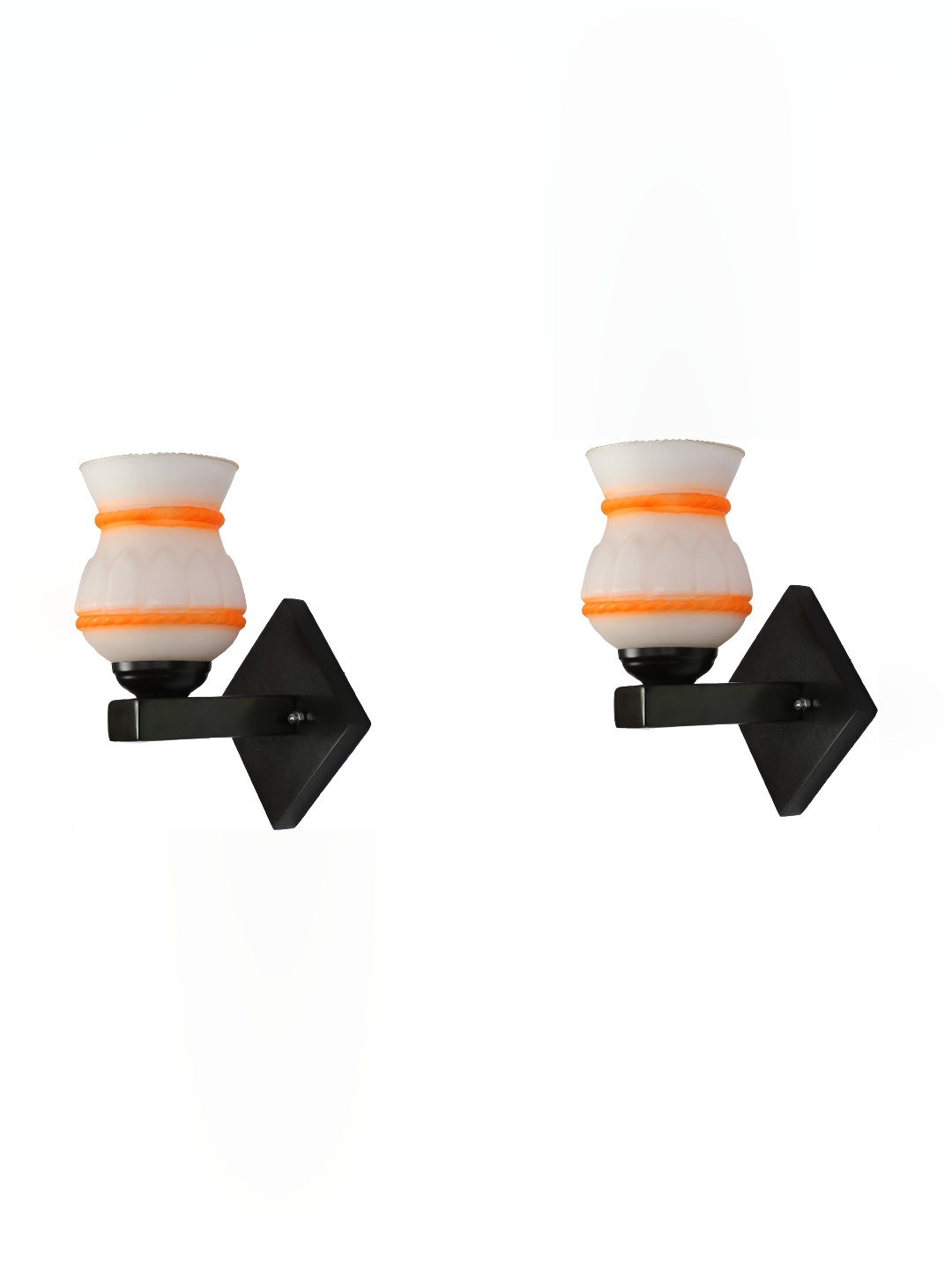 

Afast Orange & Black 2 Pieces Printed Abstract Shaped Glass Contemporary Wall Lamps