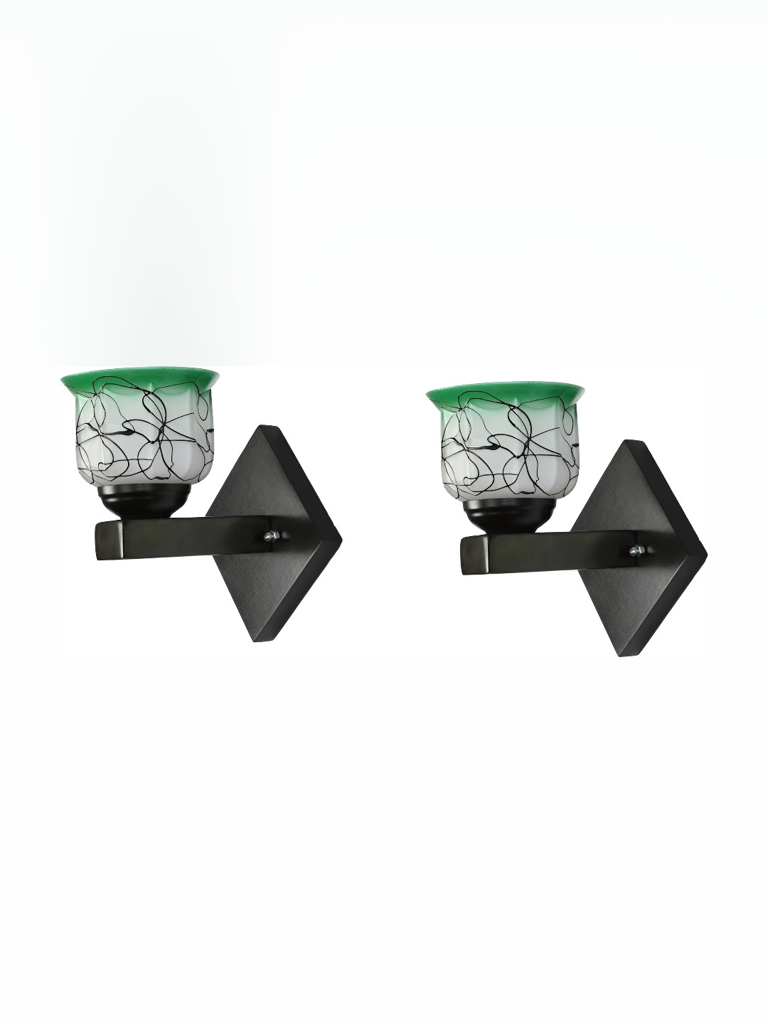 

Afast Green & White 2 Pieces Bell Shaped Glass Wall Lamp