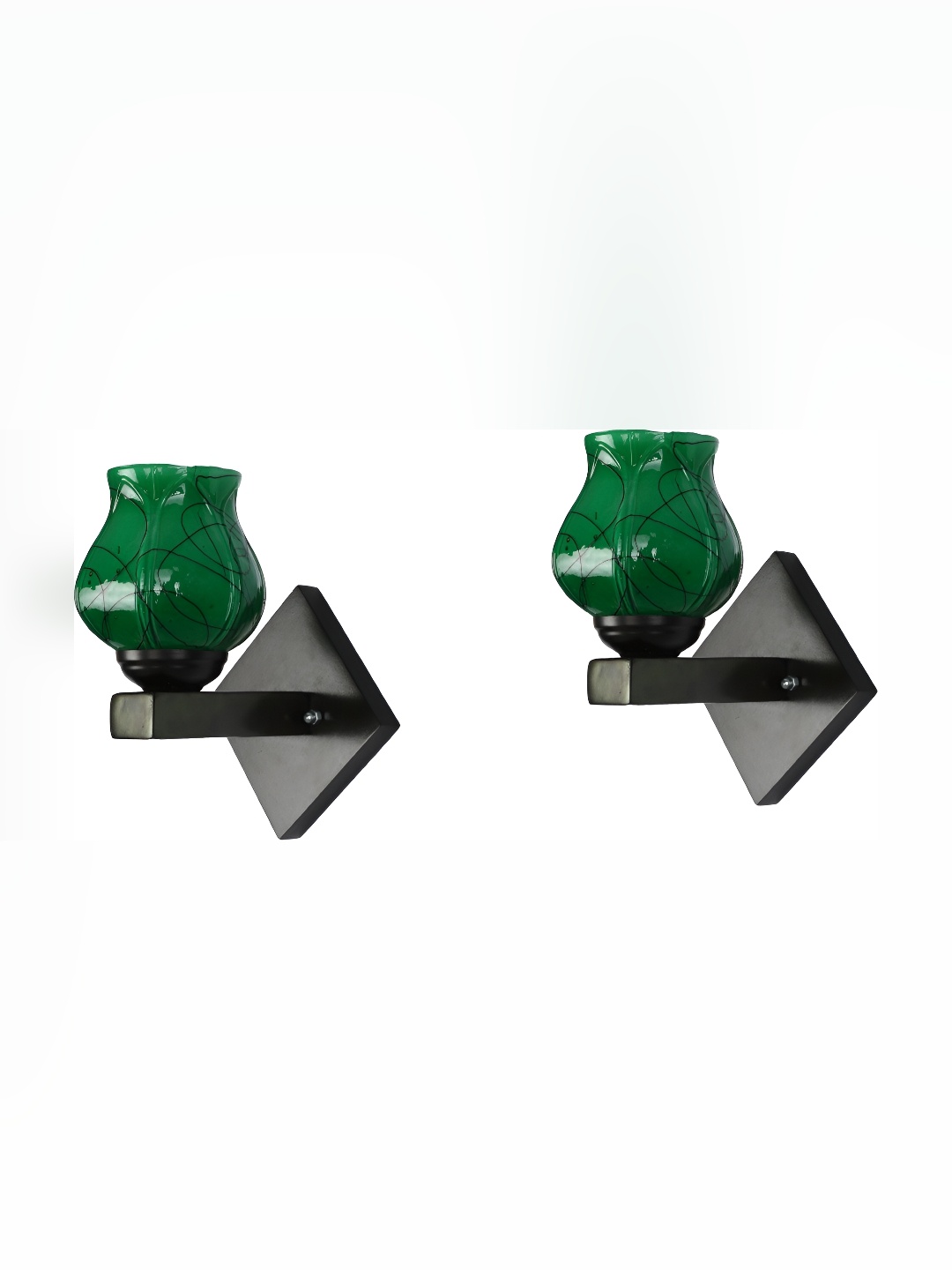 

Afast Green 2 Pieces Bell Shaped Glass Wall Lamps