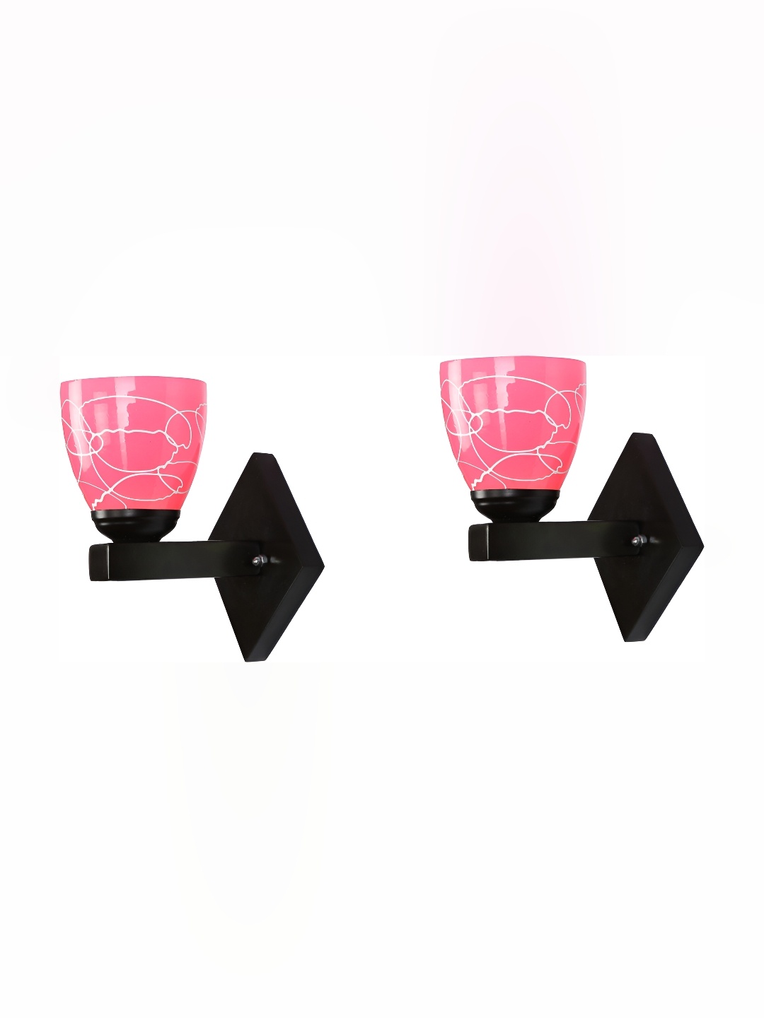

Afast Pink & Black 2 Pieces Printed Abstract Shaped Glass Contemporary Wall Lamps