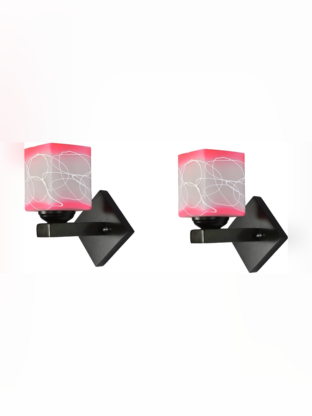 

Afast Pink & White 2 Pieces Square Glass Wall Lamp