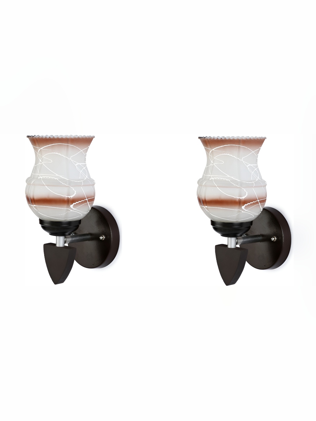

Afast Brown & White 2 Pieces Printed Glass Wall Lamps
