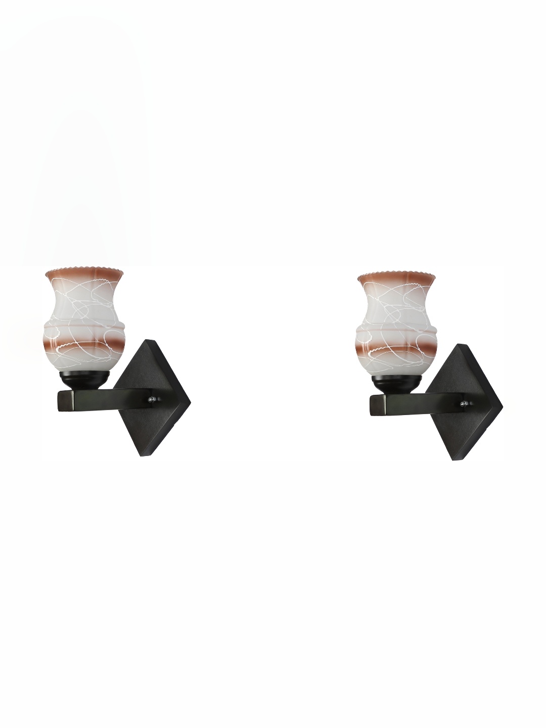 

Afast Brown & Black 2 Pieces Printed Abstract Shaped Glass Contemporary Wall Lamps
