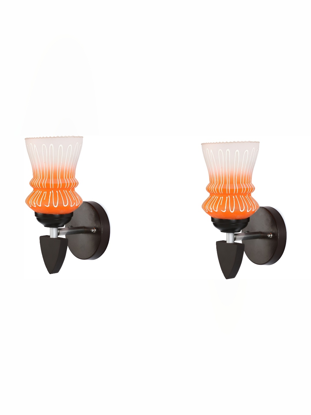 

Afast Orange & Black 2 Pieces Printed Abstract Shaped Glass Contemporary Wall Lamps