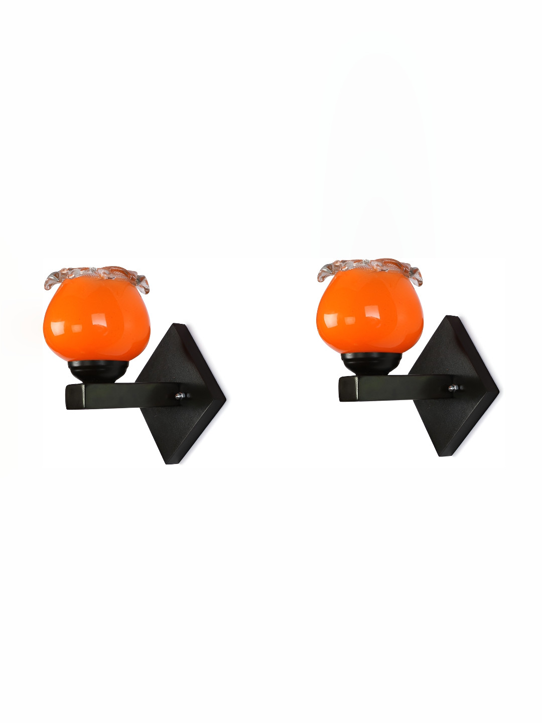 

Afast Orange & Black 2 Pieces Textured Contemporary Glass Wall Lamps
