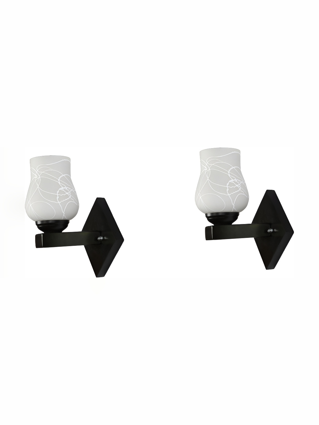 

Afast White & Black 2 Pieces Printed Abstract Shaped Glass Contemporary Wall Lamps