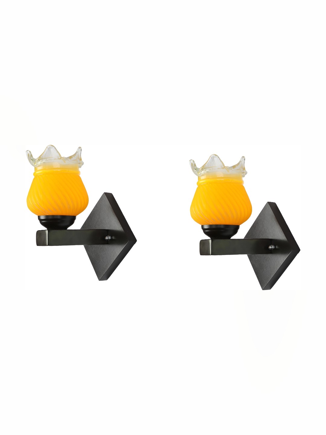 

Afast Yellow & Black 2 Pieces Textured Abstract Shaped Glass Contemporary Wall Lamps