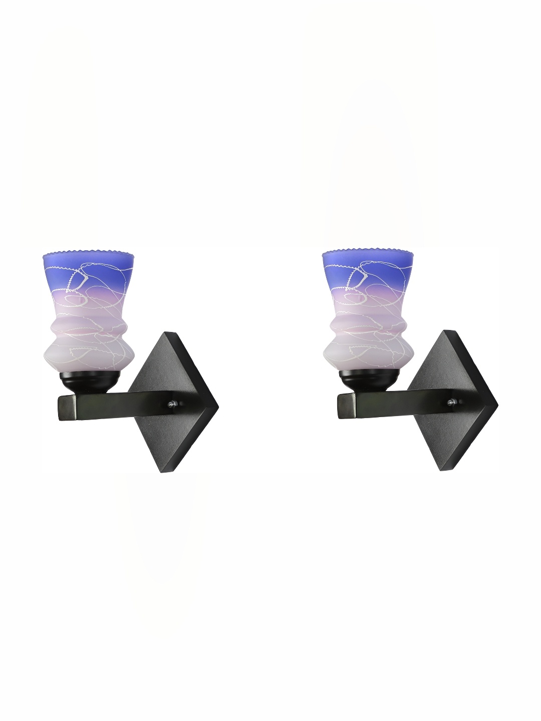 

Afast Blue & White 2 Pieces Printed Abstract Shaped Glass Wall Lamp
