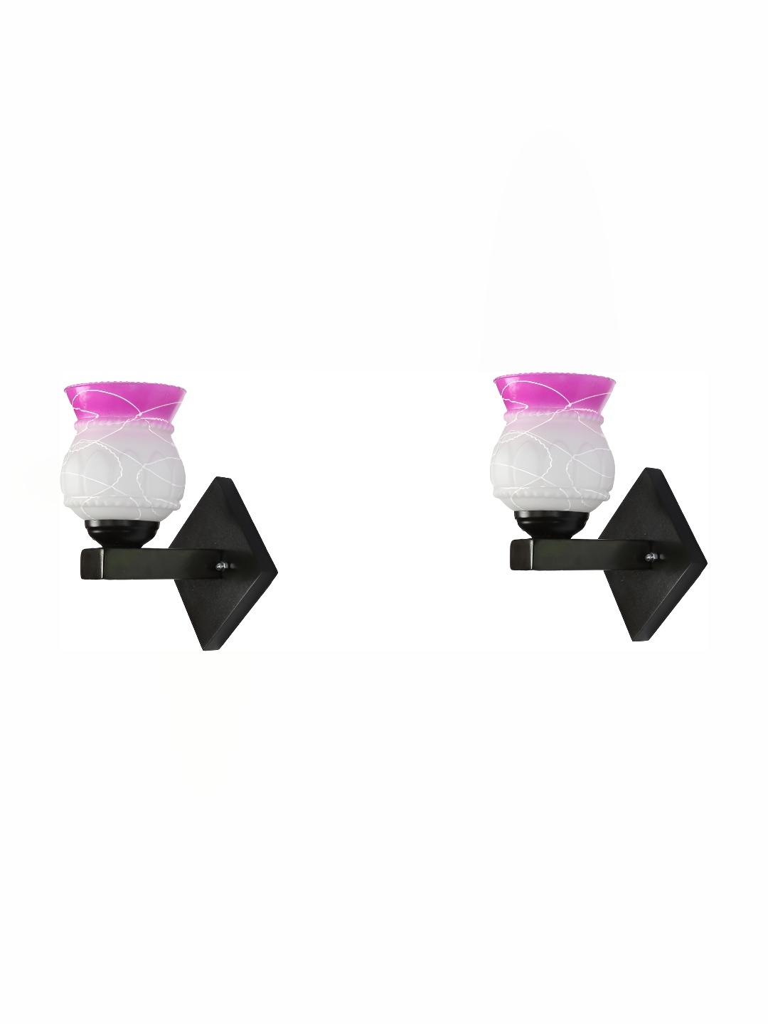 

Afast Pink & White 2 Pieces Printed Abstract Shaped Glass Contemporary Wall Lamps