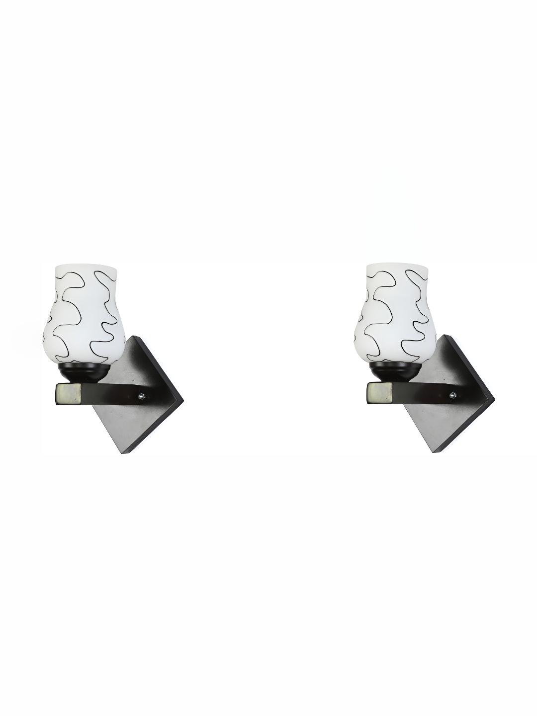 

Afast White & Black 2 Pieces Printed Abstract Shaped Glass Contemporary Wall Lamps