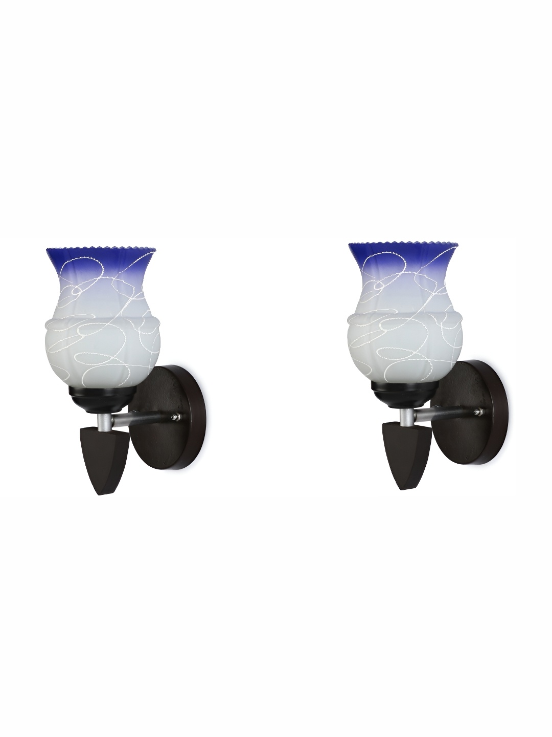 

Afast Blue & White 2 Pieces Printed Contemporary Glass Wall Lamps