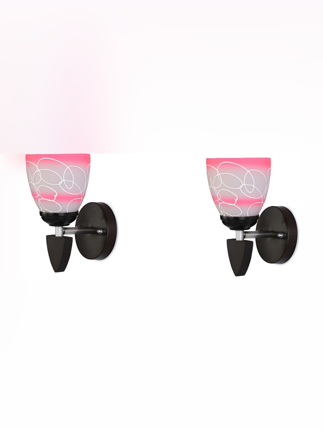 

Afast Pink & White 2 Pieces Printed Contemporary Glass Wall Lamps