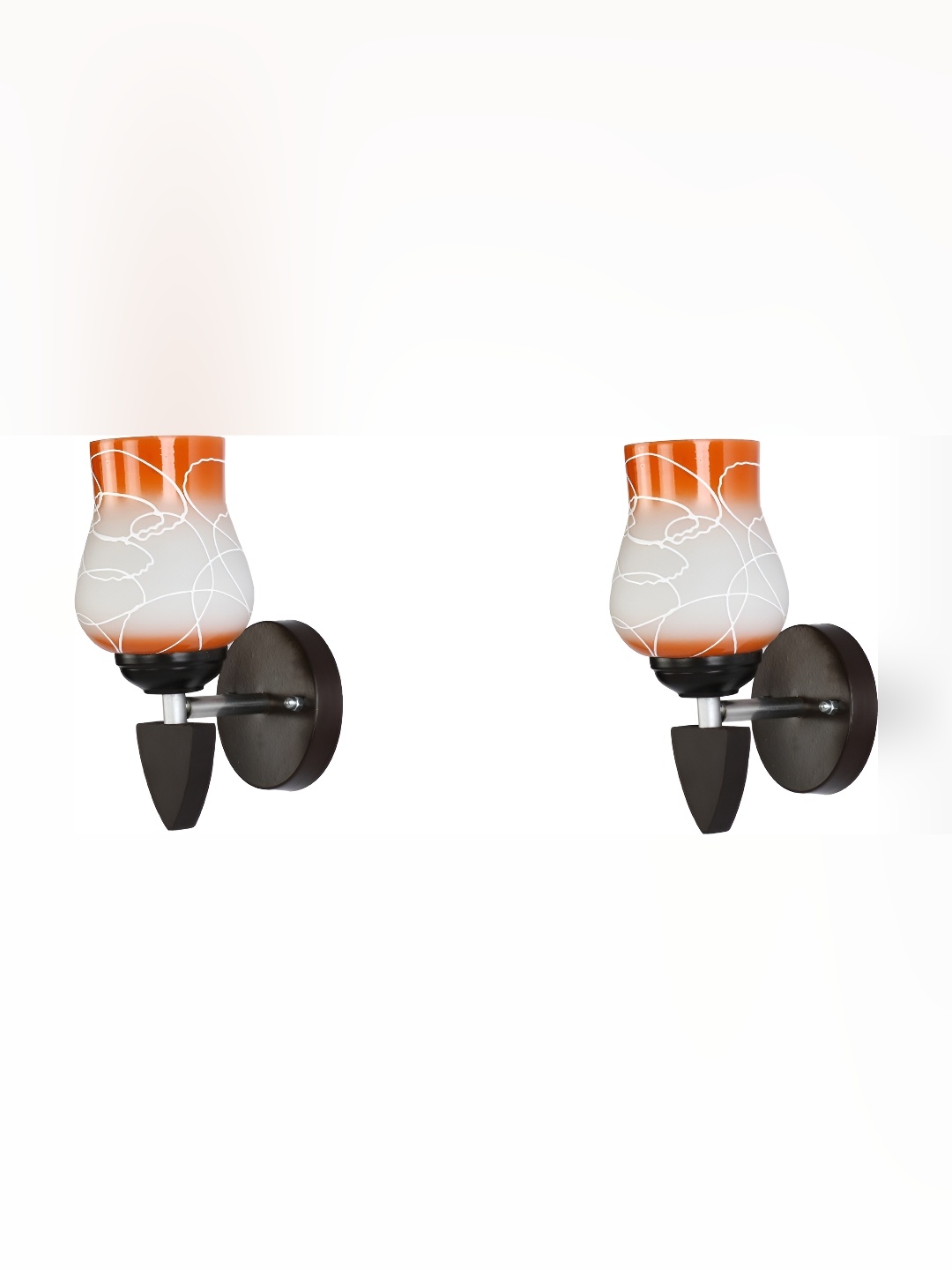 

Afast White & Orange 2 Pieces Printed Abstract Shaped Glass Contemporary Wall Lamps