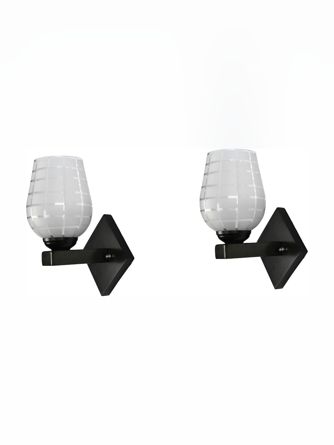 

Afast White & Black 2 Pieces Printed Abstract Shaped Glass Contemporary Wall Lamps