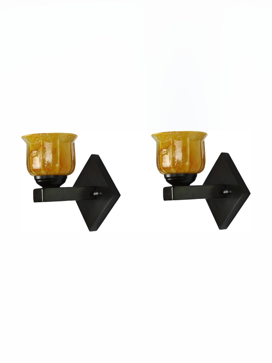 

Afast Yellow & Black 2 Pieces Printed Abstract Shaped Glass Wall Lamps