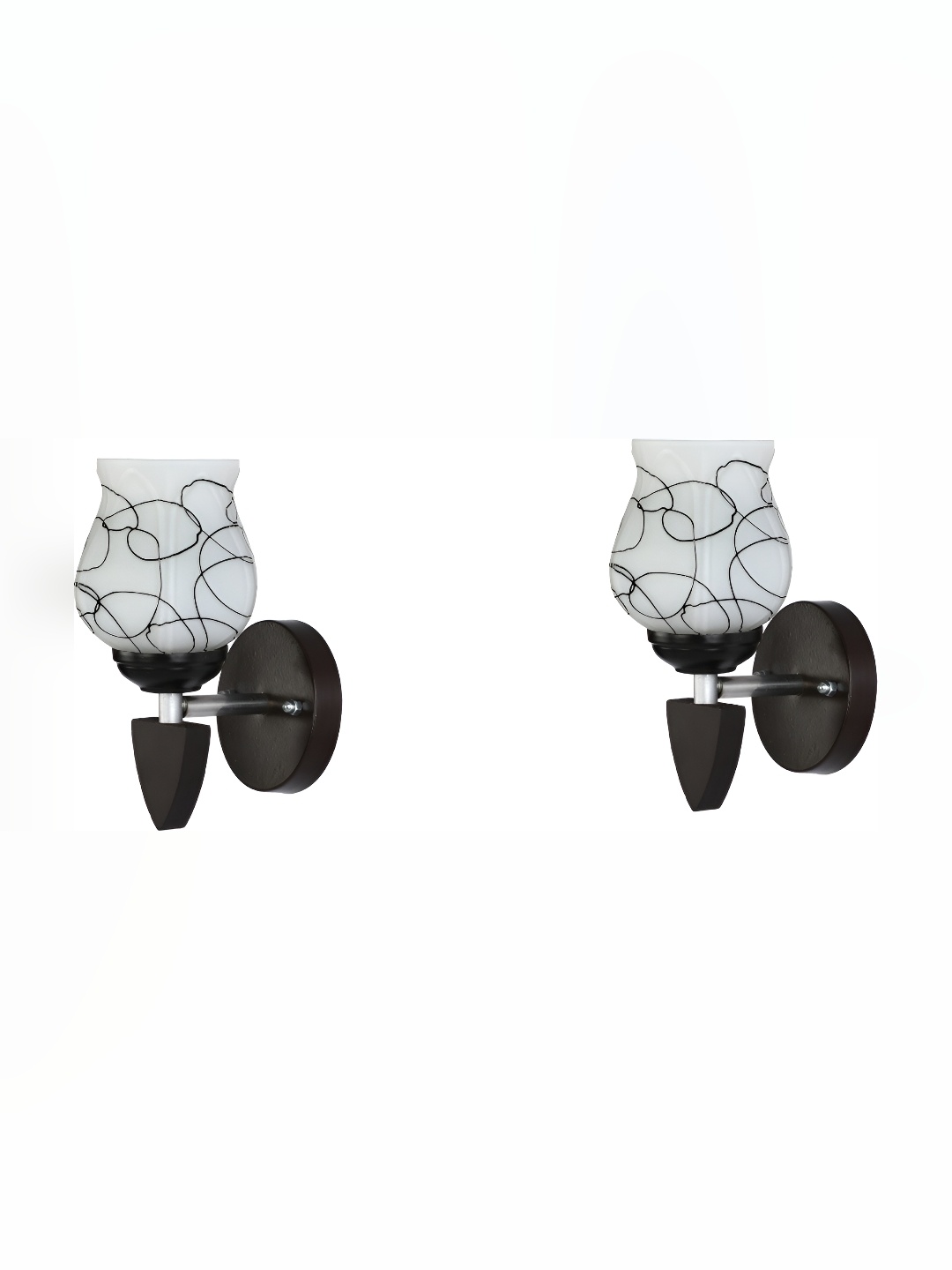 

Afast White & Black 2 Pieces Printed Abstract Shaped Glass Contemporary Wall Lamps