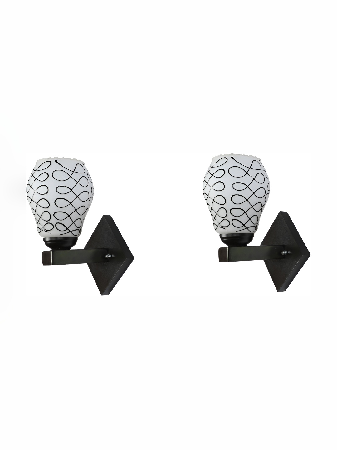 

Afast White & Black 2 Pieces Printed Abstract Shaped Glass Contemporary Wall Lamps