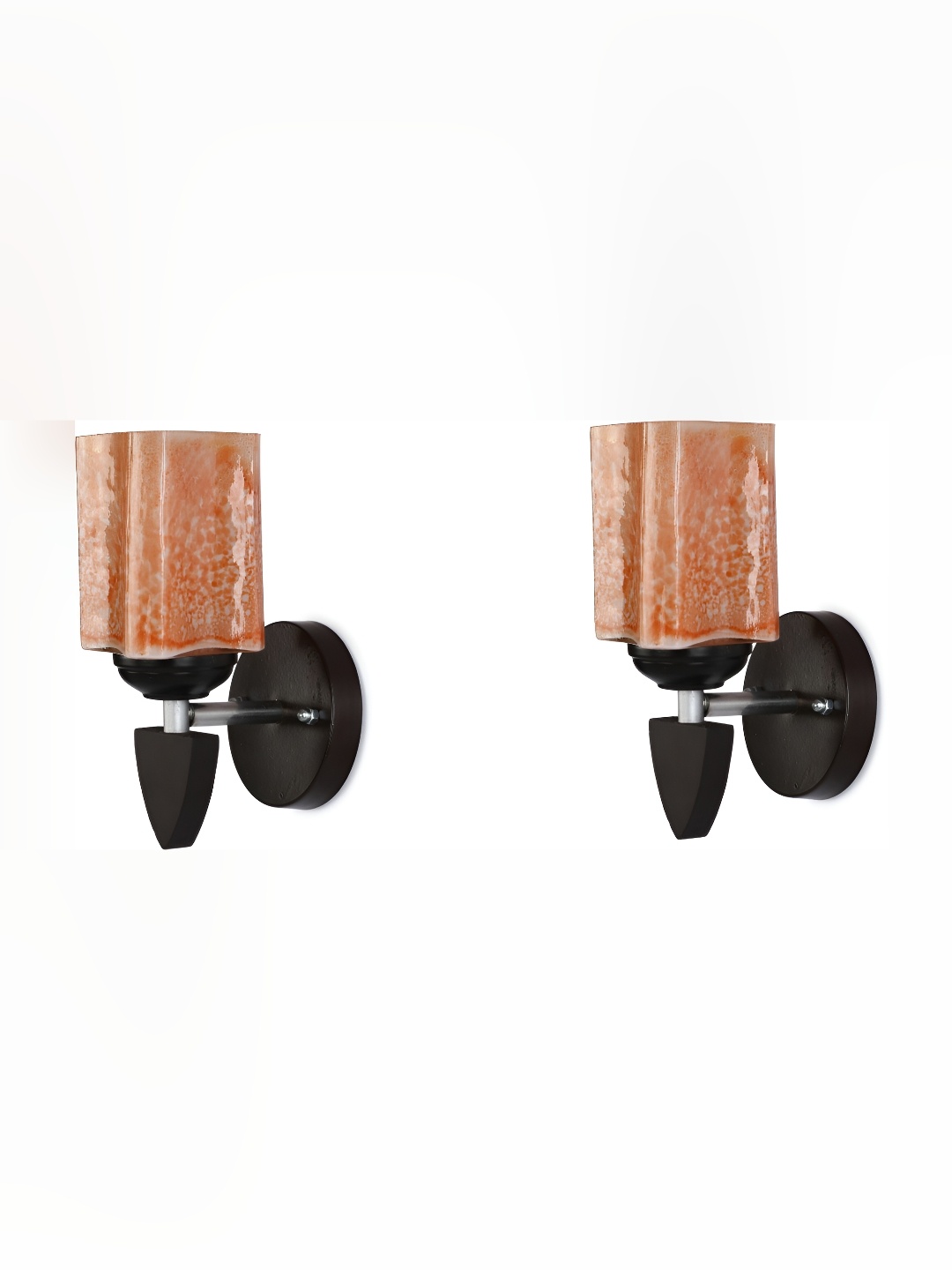 

Afast Orange & Black 2 Pieces Printed Abstract Shaped Glass Contemporary Wall Lamps