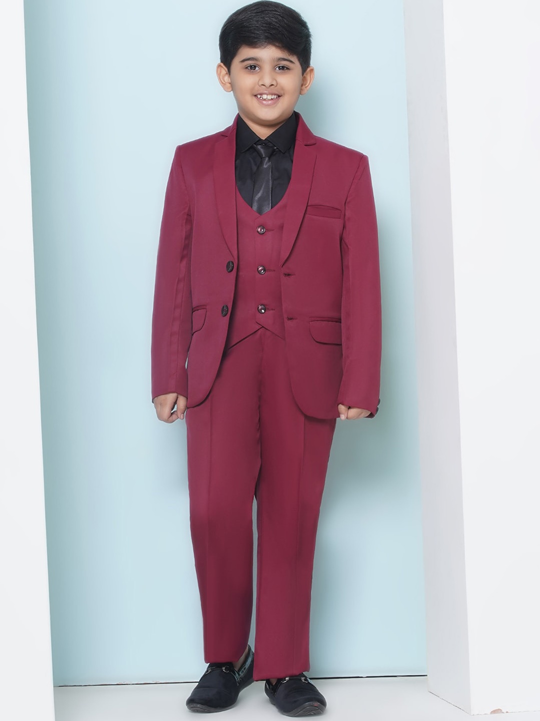 

Aj DEZInES Boys Single-Breasted Cotton Five-Piece Party Suit, Maroon
