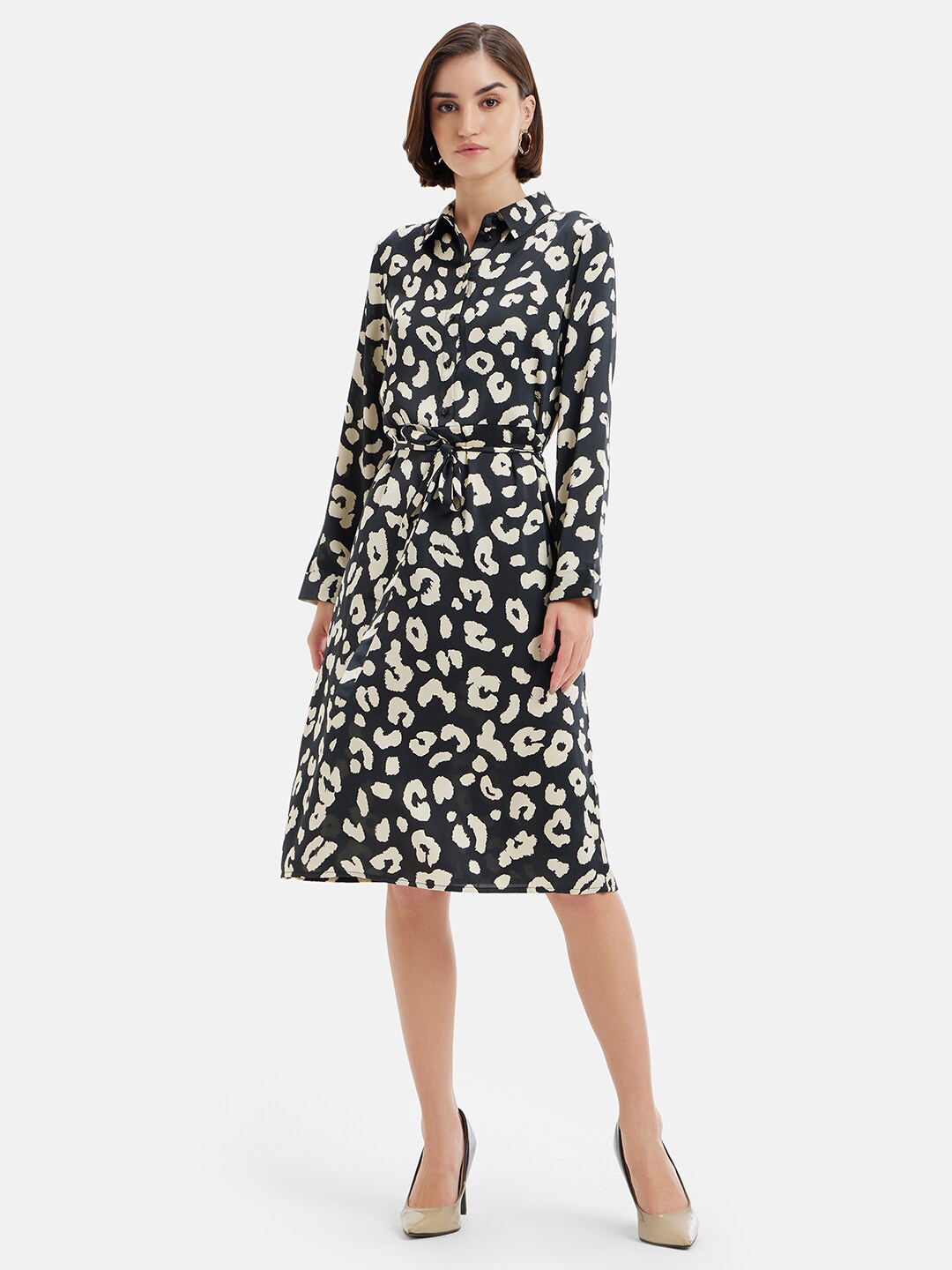 

Kazo Abstract Printed Silk Dress, Black