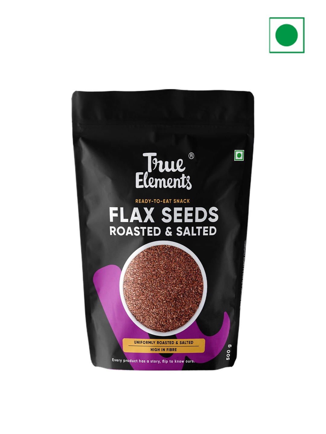 

True Elements Flax Seeds Roasted & Salted 500gm, Black