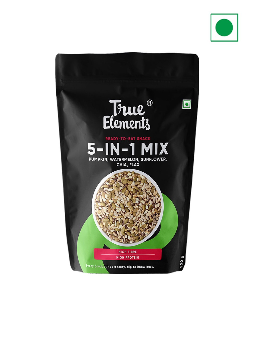 

True Elements 5-In-1 Super Seeds Mix 500 gm, Black