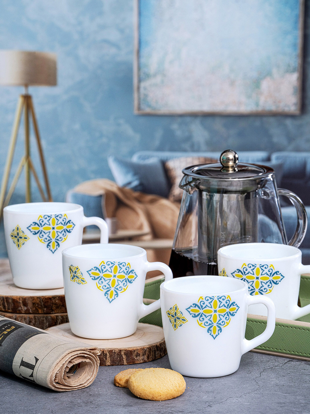 

Cello 6 Pieces White Opalware Coffee Mugs