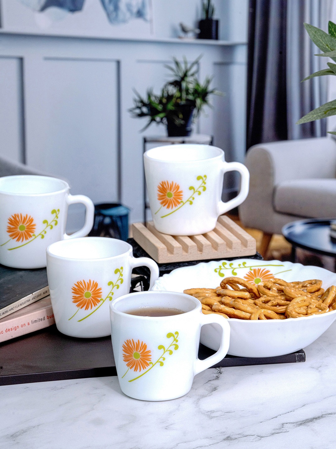 

Cello Regalia 5 Pieces White Gift Set of Ricca Mugs & Multipurpose Bowl