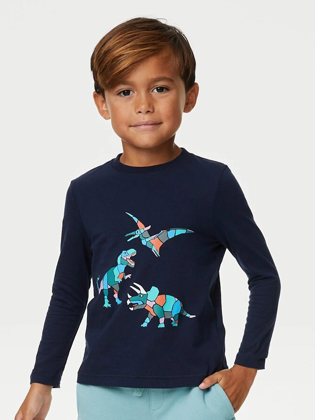 

Marks & Spencer Boys Pack Of 2 Graphic Printed Pure Cotton T-shirt, Navy blue