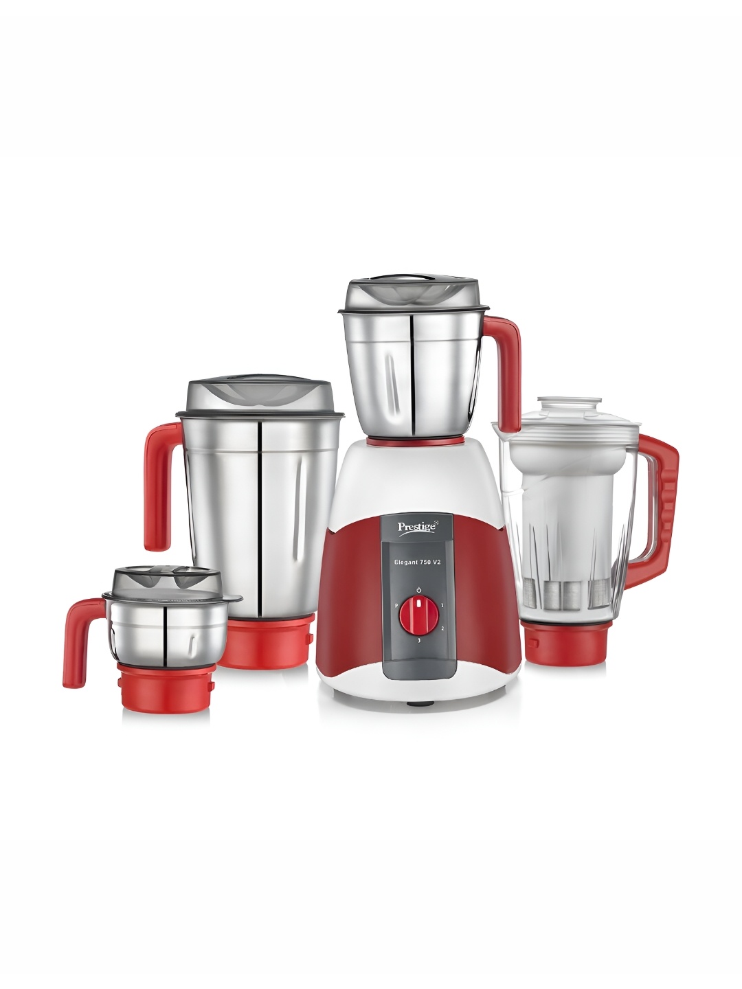 

Prestige Elegant 750 V2 Red & White 750W Mixer Grinder With 4 Jars