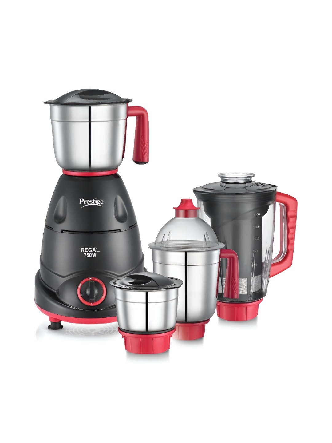 

Prestige Regal Red & Black 750W Juicer Mixer Grinder With 4 Jars