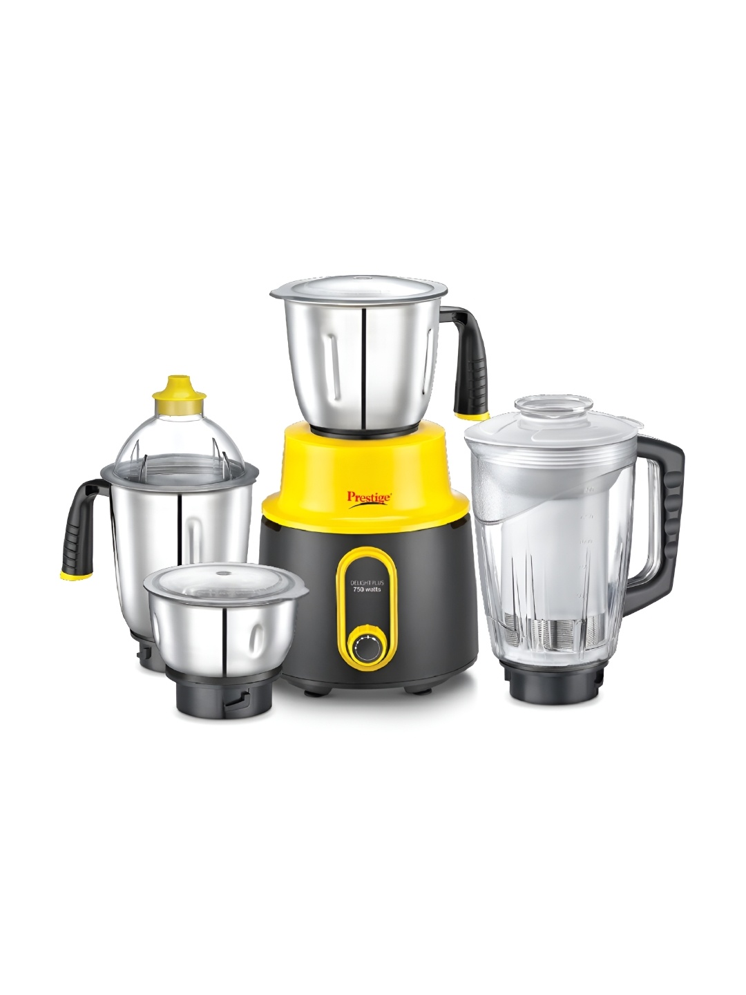 

Prestige Delight Plus Yellow & Black 5 Pieces 750 W Mixer Grinder With Jars
