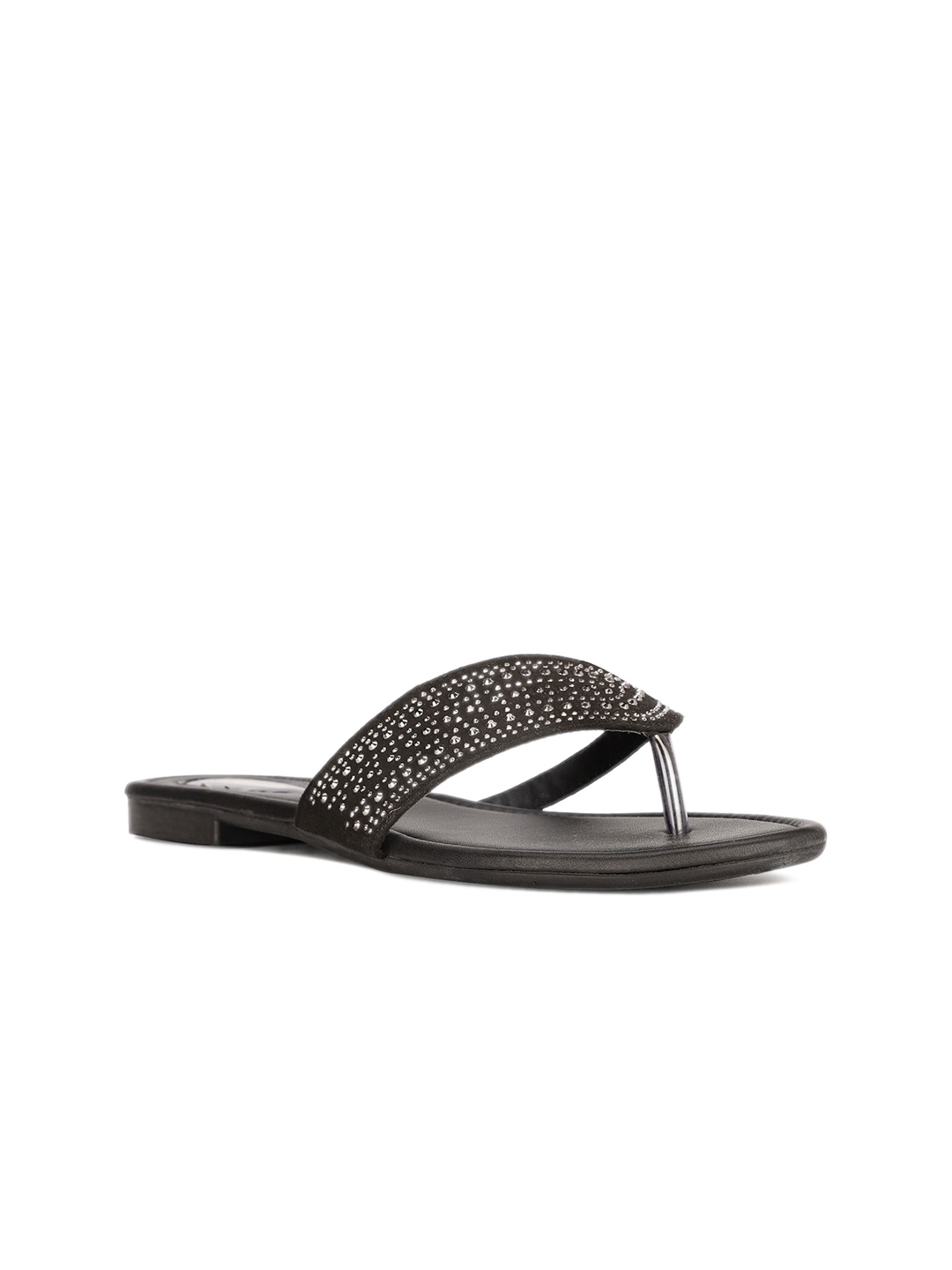 

Bata Embellished Open Toe Flats, Black