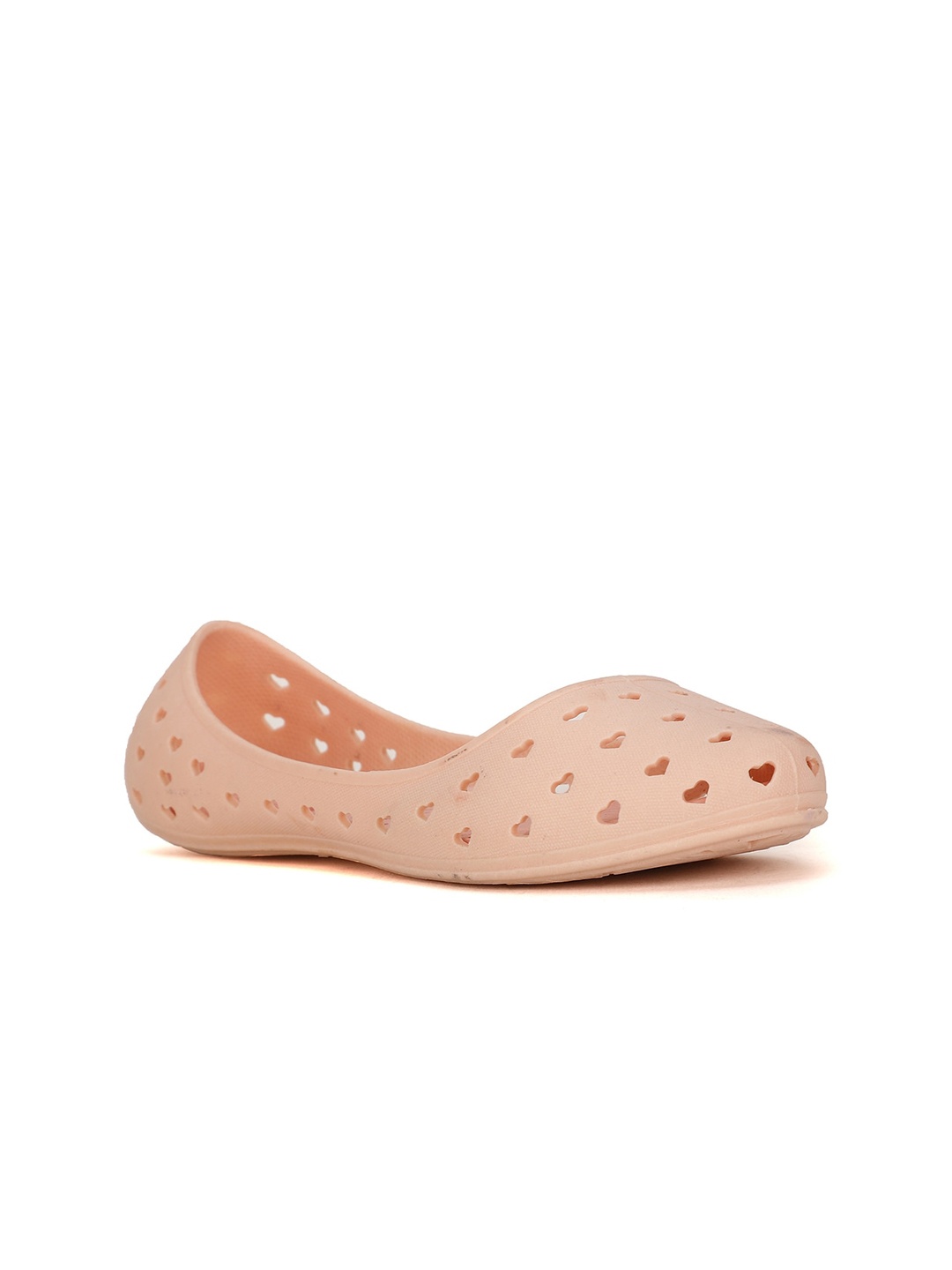 

Bata Textured Ballerinas With Laser Cuts, Peach