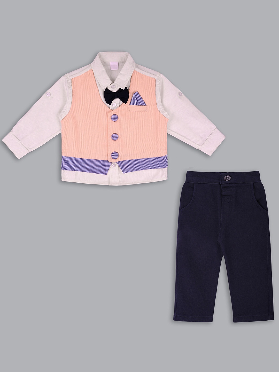 

Wish Karo Boys Shirt Collar Clothing Set, Peach