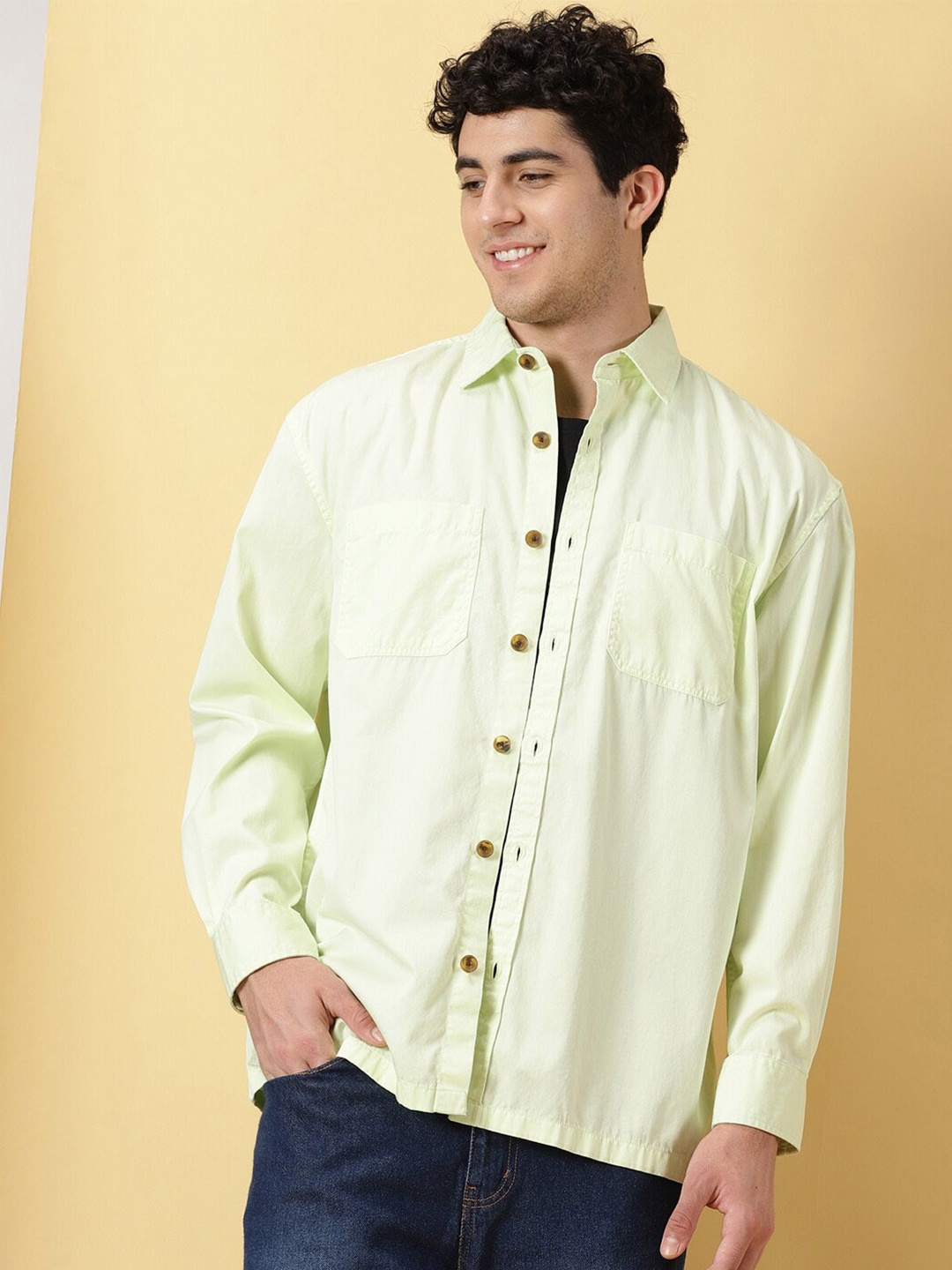 

Thomas Scott Smart Pure Cotton Oversized Casual Shirt, Green