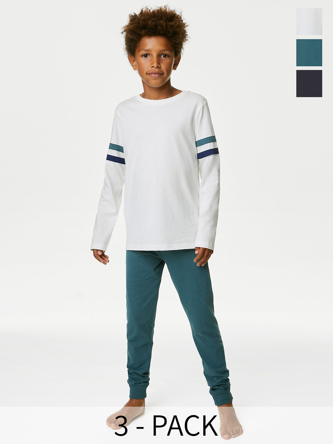 

Marks & Spencer Boys Pack Of 3 Pure Cotton Night Suits, Blue