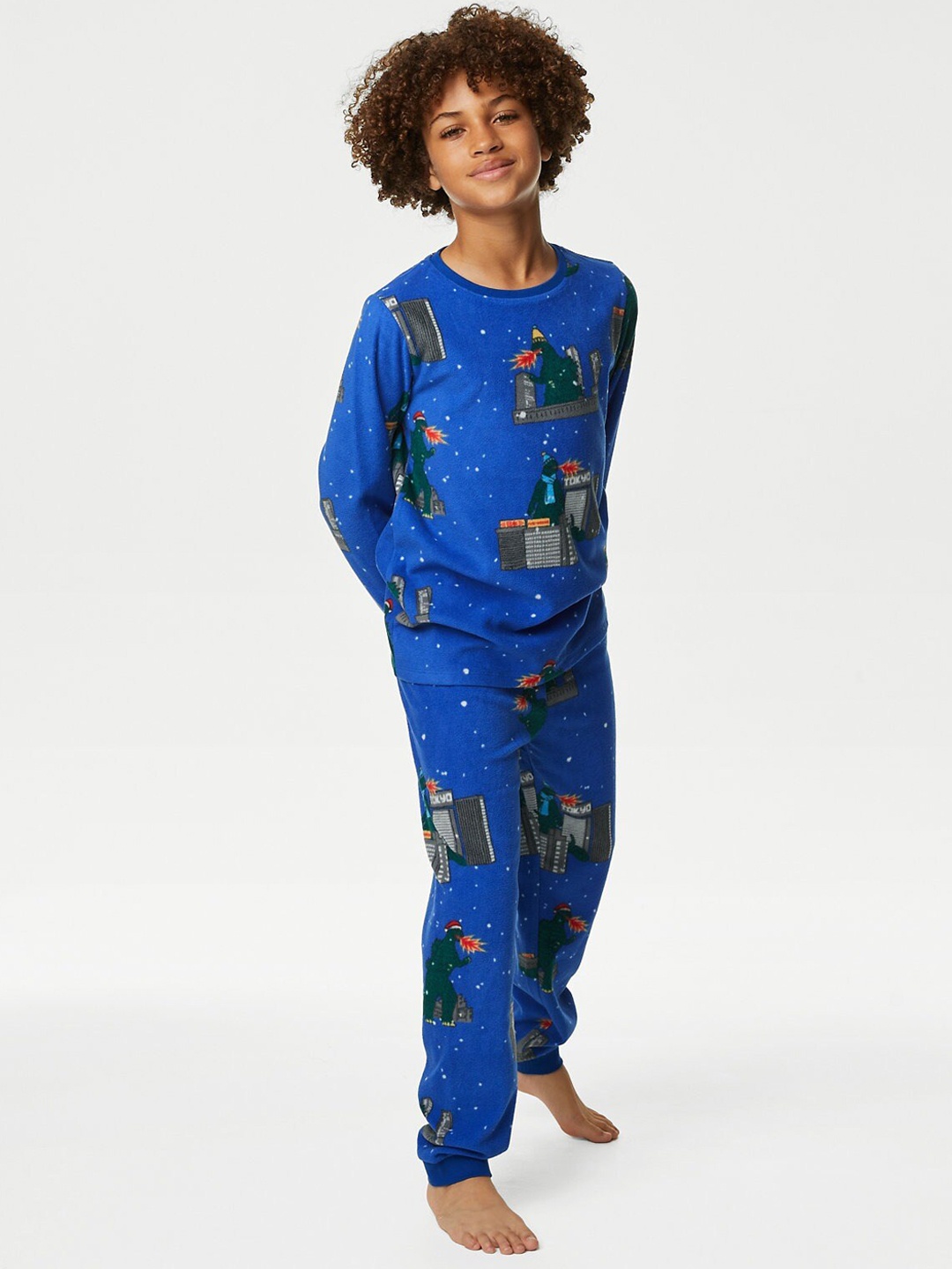 

Marks & Spencer Boys Printed Fleece Night Suit, Blue