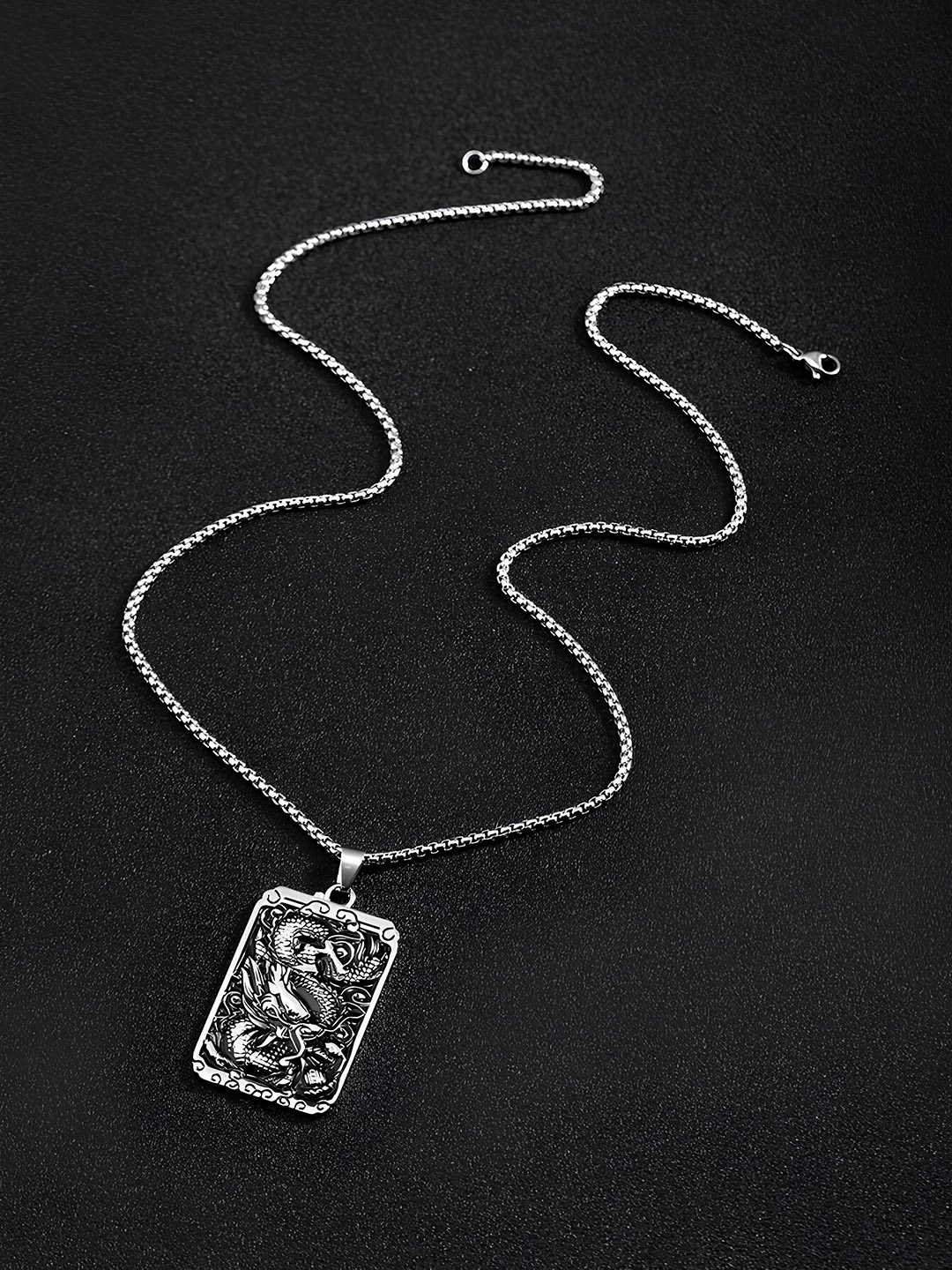 

KARISHMA KREATIONS Silver-Plated Chinese Dragon Stainless Steel Pendants with Chain