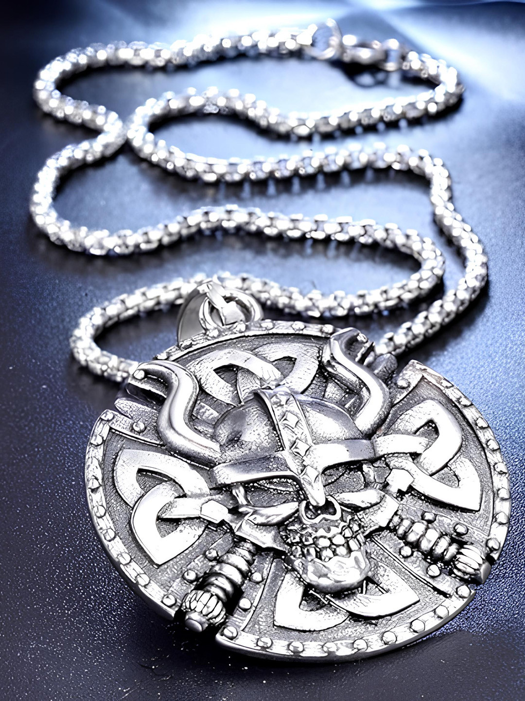

KARISHMA KREATIONS Unisex Silver-Plated Stainless Steel Quirky Pendant With Chain