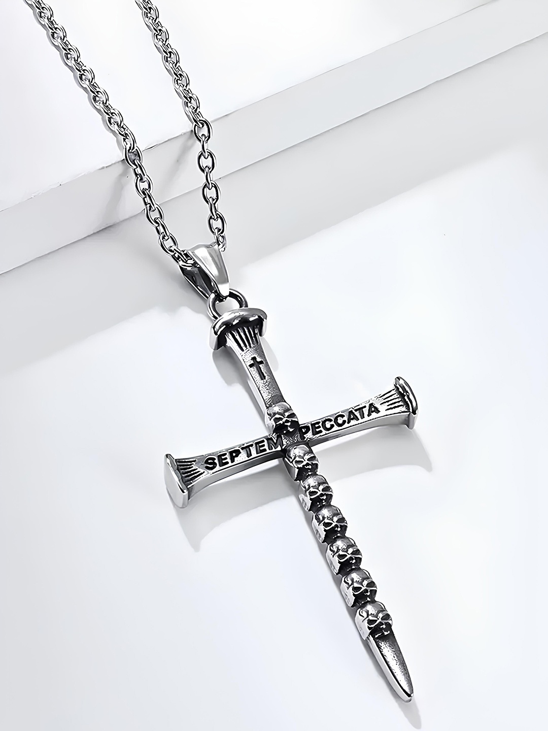 

KARISHMA KREATIONS 92.5 Sterling Silver Silver-Plated Cross-Charm Pendant