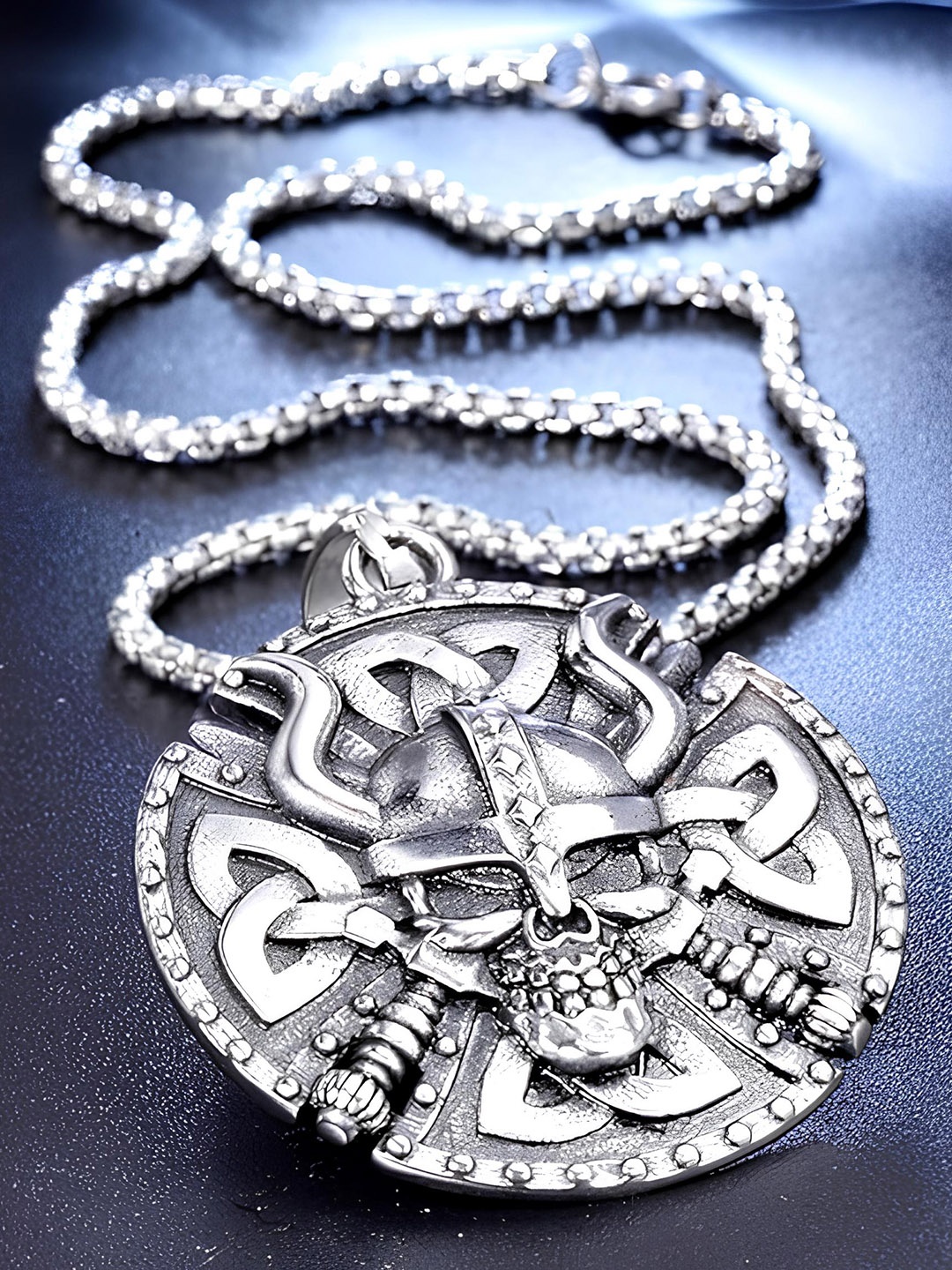 

KARISHMA KREATIONS Silver-Plated Viking Skull Shield Pendant